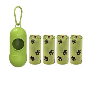 1 Dispenser and 5 Eco-Friendly Pet Waste Bags with Paw Print